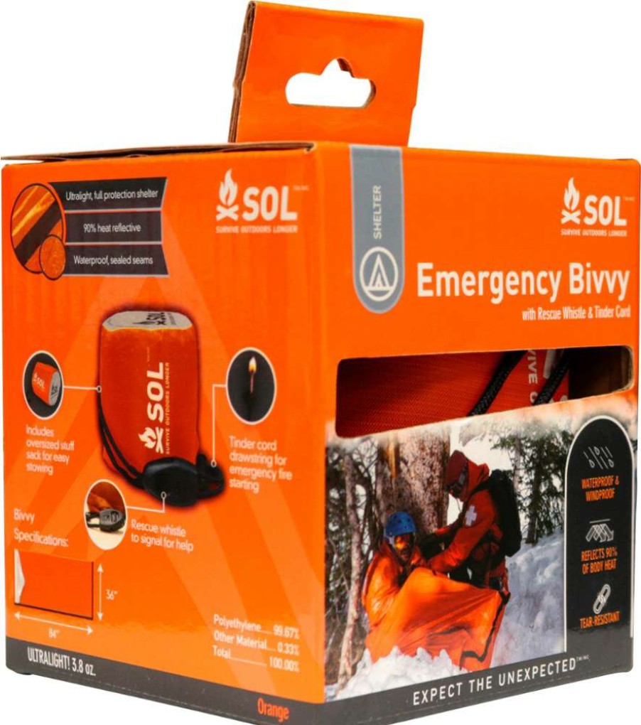 Health And Safety * | Sol Emergency Bivvy With Rescue Whistle And Tinder Cord Orange