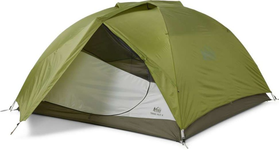 Camp Furniture * | Rei Co-Op Trail Hut 4 Tent With Footprint Spring Moss