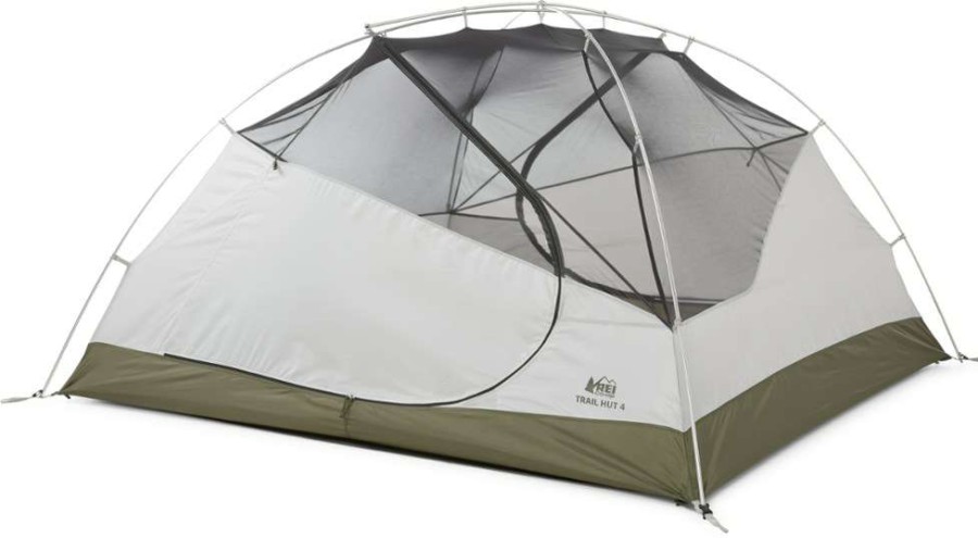 Camp Furniture * | Rei Co-Op Trail Hut 4 Tent With Footprint Spring Moss