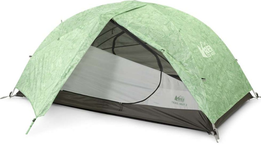 Camp Furniture * | Rei Co-Op Trail Hut 2 Tent With Footprint Print Leaf Canopy Green Zephyr