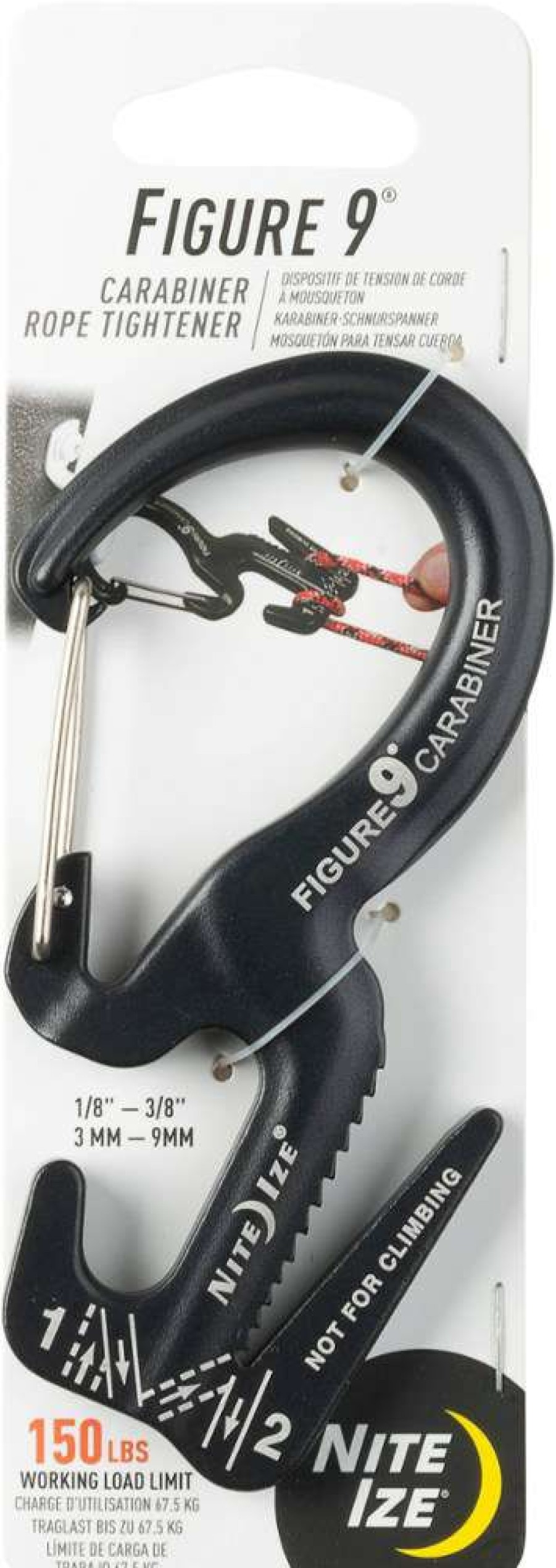 Camp Furniture * | Nite Ize Figure 9 Large Carabiner Rope Tightener Single Black